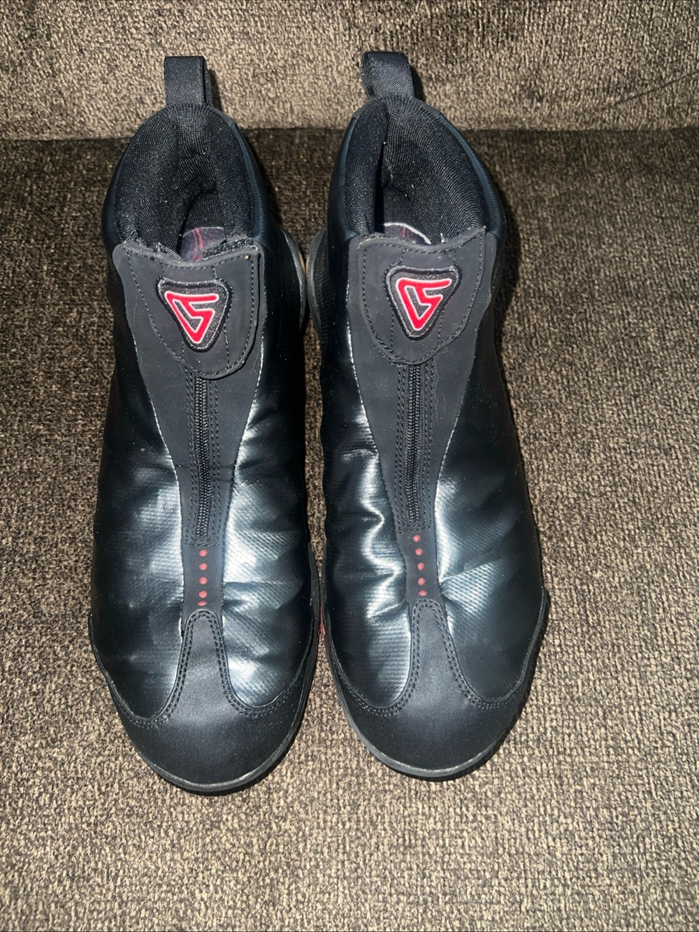 Men's Black Slip-On Performance Sneakers with Red Accents